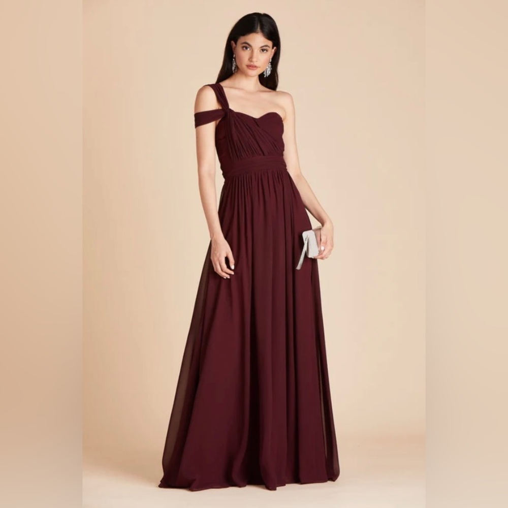 Grace Convertible Birdy Grey Bridesmaid Dress- Color: Cabernet —Size: Large